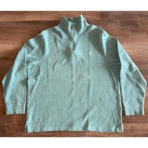Polo Ralph Lauren Green Quarter Zip Pullover Sweater XXL Cotton Classic Logo